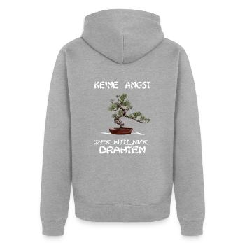 BONSAI Yamadori Nebari Bonsaimeister will drahten - Unisex Premium Bio Zip Hoodie - Grau meliert - Hinten - Nico (187cm)
