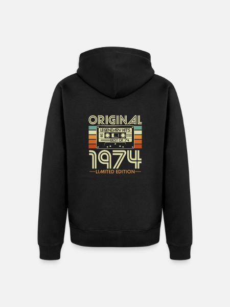 Original 1974 Vintage Vintage Birthday Retro - Veste à capuche bio Premium Unisexe - noir