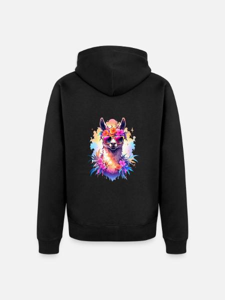Lama - Unisex Premium Organic Zip Hoodie - black