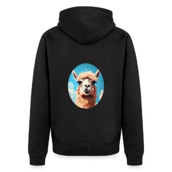 Alpaka - Unisex Premium Bio Zip Hoodie - Schwarz - Hinten - Nico (187cm)