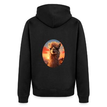 Alpaka - Unisex Premium Bio Zip Hoodie - Schwarz - Hinten - Nico (187cm)