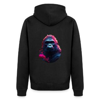 Gorilla - Unisex Premium Organic Zip Hoodie - black - Back - Nico (187cm)