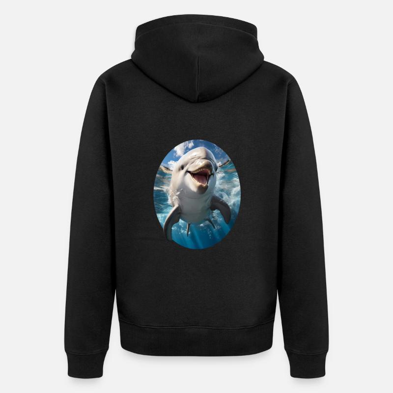 Delfin - Unisex Premium Bio Zip Hoodie - Schwarz