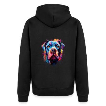 Bouledogue américain coloré - Veste à capuche bio Premium Unisexe - noir - Dos - Nico (187cm)