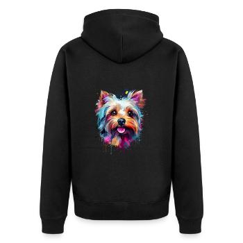 Yorkshire Terrier Colorful - Unisex Premium Bio Zip Hoodie - Schwarz - Hinten - Nico (187cm)