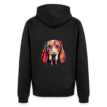 Basset Hound Colorful - Unisex Premium Bio Zip Hoodie - Schwarz - Hinten - Nico (187cm)