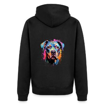 Boxer Colorful - Unisex Premium Bio Zip Hoodie - Schwarz - Hinten - Nico (187cm)
