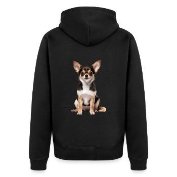 Chihuahua - Unisex Premium Bio Zip Hoodie - Schwarz - Hinten - Nico (187cm)