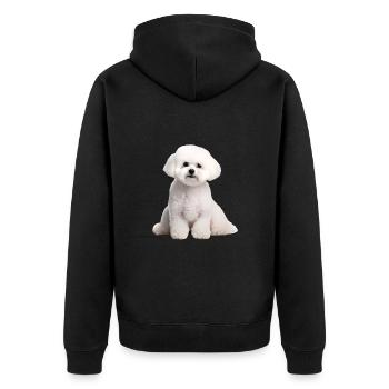 Bichon Frise - Unisex Premium Bio Zip Hoodie - Schwarz - Hinten - Nico (187cm)