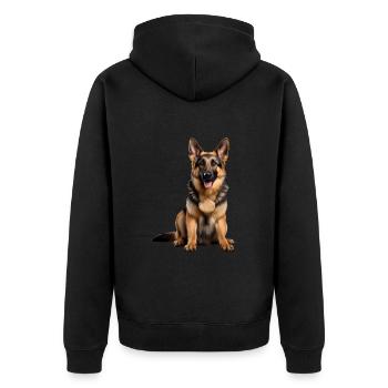 German Shepherd - Unisex Premium Bio Zip Hoodie - Schwarz - Hinten - Nico (187cm)