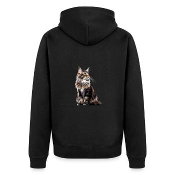 Maine Coon - Unisex Premium Organic Zip Hoodie - black - Back - Nico (187cm)