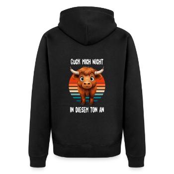 Guck Mich Nicht In Diesem Ton An Bison - Unisex Premium Bio Zip Hoodie - Schwarz - Hinten - Nico (187cm)