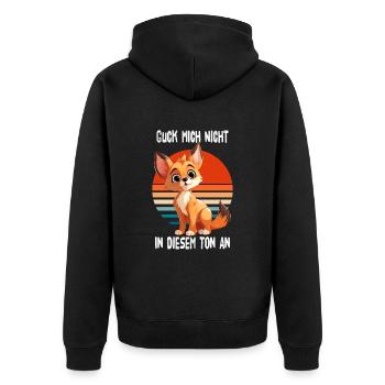 Guck Mich Nicht In Diesem Ton An Fuchs - Unisex Premium Bio Zip Hoodie - Schwarz - Hinten - Nico (187cm)