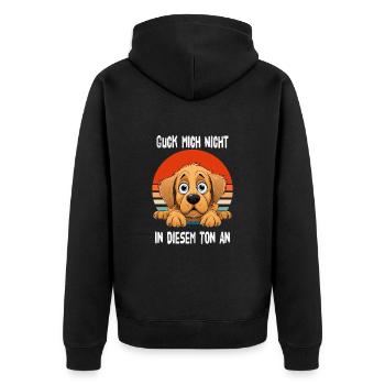 Guck Mich Nicht In Diesem Ton An Golden Retriever - Unisex Premium Bio Zip Hoodie - Schwarz - Hinten - Nico (187cm)