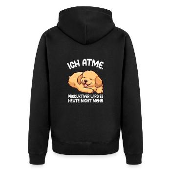 I Golden more reductively - Unisex Premium Organic Zip Hoodie - black - Back - Nico (187cm)