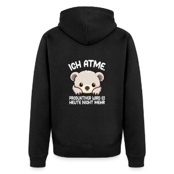 Ich Atme roduktiver Wird Es Heute Nicht Mehr Koala - Unisex Premium Bio Zip Hoodie - Schwarz - Hinten - Nico (187cm)