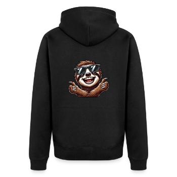 Casual Sloth with Sunglasses Cool Portrait - Unisex Premium Organic Zip Hoodie - black - Back - Nico (187cm)