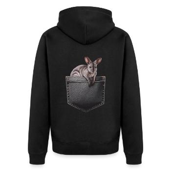 Wallaby - Unisex Premium Bio Zip Hoodie - Schwarz - Hinten - Nico (187cm)