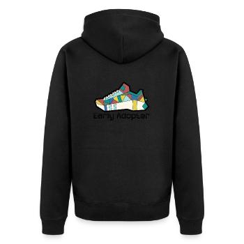 Shoe 2 - Unisex Premium Bio Zip Hoodie - Schwarz - Hinten - Nico (187cm)
