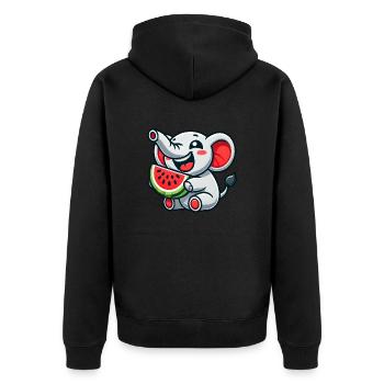 mignon éléphant pastèque fruit d’été rire - Veste à capuche bio Premium Unisexe - noir - Dos - Nico (187cm)