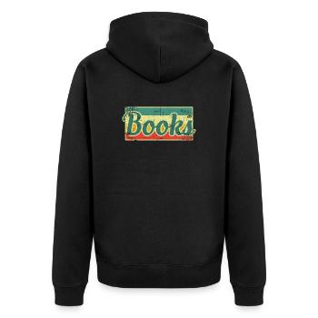 Bücher - Unisex Premium Bio Zip Hoodie - Schwarz - Hinten - Nico (187cm)
