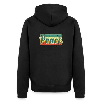 Peace Frieden - Unisex Premium Bio Zip Hoodie - Schwarz - Hinten - Nico (187cm)