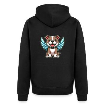 Mignon Pitbull Angel Dessin animé avec des ailes - Veste à capuche bio Premium Unisexe - noir - Dos - Nico (187cm)