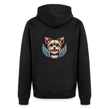 Süßer Yorkshire Terrier Engel mit Flügeln - Unisex Premium Bio Zip Hoodie - Schwarz - Hinten - Nico (187cm)