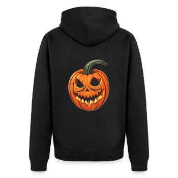 Halloween Kürbis - Unisex Premium Bio Zip Hoodie - Schwarz - Hinten - Nico (187cm)