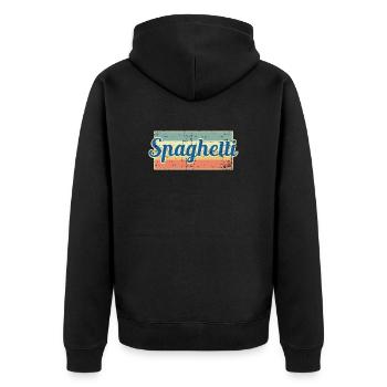 spaghetti - Unisex Premium Organic Zip Hoodie - black - Back - Nico (187cm)
