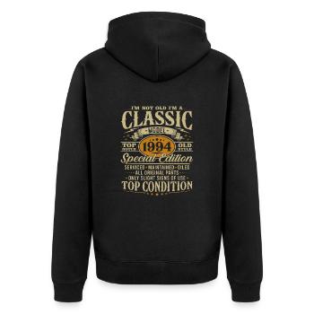 Jahrgang 1994 Klassiker Geburtstag Geschenk - Unisex Premium Bio Zip Hoodie - Schwarz - Hinten - Nico (187cm)