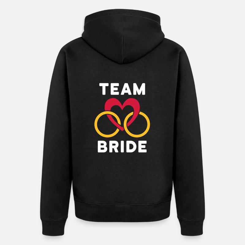 Team bride (Herz, zwei Ringe) - Unisex Premium Bio Zip Hoodie - Schwarz