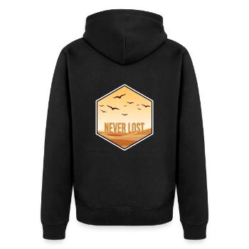 wüste sandsturm wüstenblume LOST sunset - Unisex Premium Bio Zip Hoodie - Schwarz - Hinten - Nico (187cm)
