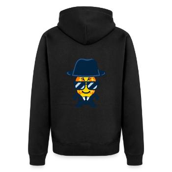 Gangster pineapple with sunglasses - Unisex Premium Organic Zip Hoodie - black - Back - Nico (187cm)