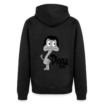 Sprüche Lustige Comic Digga - Unisex Premium Bio Zip Hoodie - Schwarz - Hinten - Nico (187cm)
