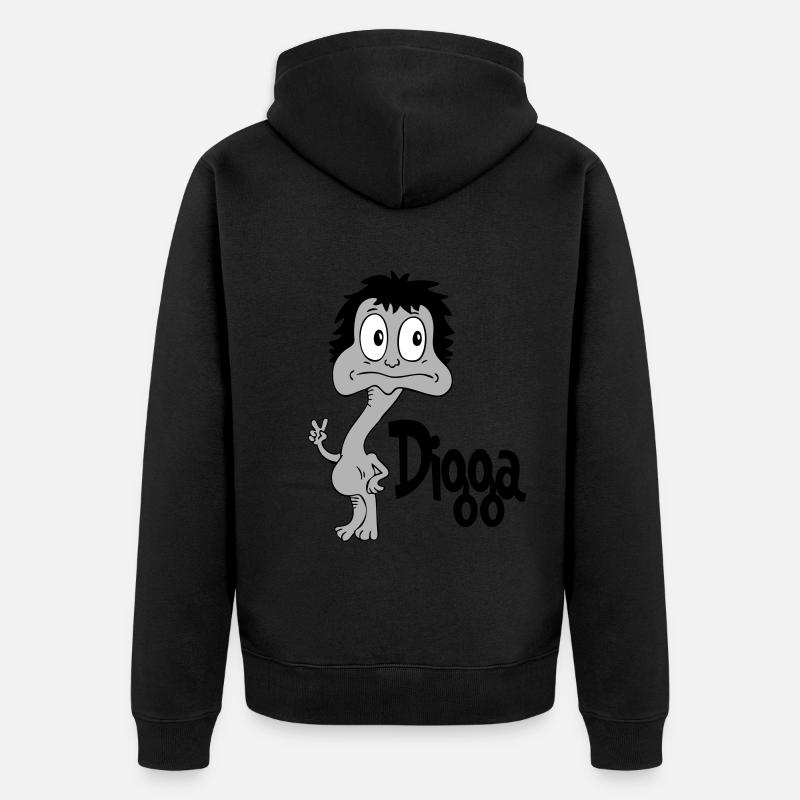 Sprüche Lustige Comic Digga - Unisex Premium Bio Zip Hoodie - Schwarz