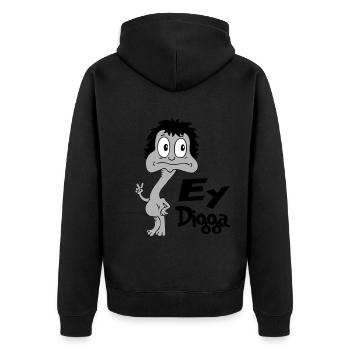 Sprüche Lustige Comic Ey Digga - Unisex Premium Bio Zip Hoodie - Schwarz - Hinten - Nico (187cm)