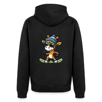 Snowboard Girafe, Animal Des Sports D’hiver - Veste à capuche bio Premium Unisexe - noir - Dos - Nico (187cm)