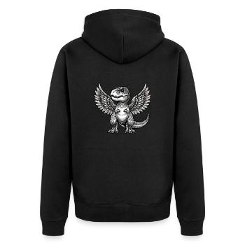 T-Rex Angel Halo Funny Dinosaur - Unisex Premium Organic Zip Hoodie - black - Back - Nico (187cm)
