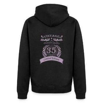 Vintage 35th Birthday Vintage - Unisex Premium Organic Zip Hoodie - black - Back - Nico (187cm)
