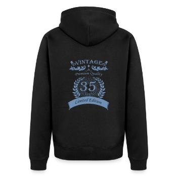 Vintage 35th Birthday Vintage - Unisex Premium Organic Zip Hoodie - black - Back - Nico (187cm)
