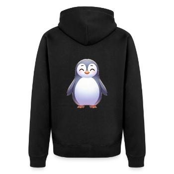 Mignon détendu dessin animé pingouin heureux - Veste à capuche bio Premium Unisexe - noir - Dos - Nico (187cm)