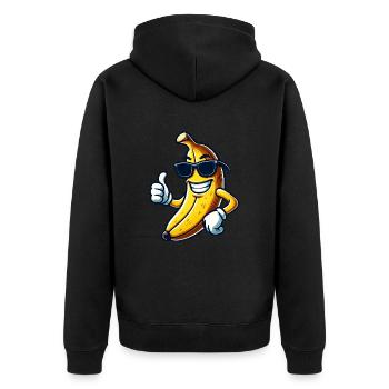 Cool Banana with Sunglasses Fruity South - Unisex Premium Organic Zip Hoodie - black - Back - Nico (187cm)