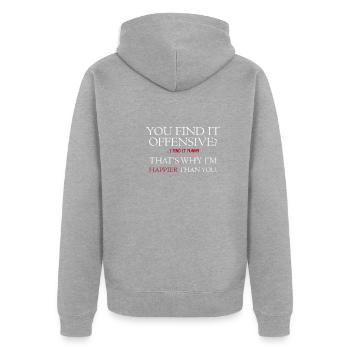 Citation offensante-drôle - Veste à capuche bio Premium Unisexe - gris chiné - Dos - Nico (187cm)