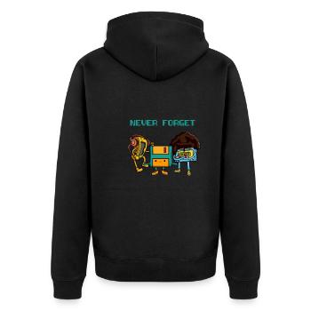 Retro Never Forget Cassette Tape comic - Unisex Premium Bio Zip Hoodie - Schwarz - Hinten - Nico (187cm)