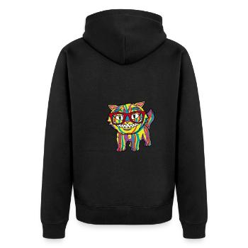 Chat Lunettes de vacances Chat coloré mer d’été - Veste à capuche bio Premium Unisexe - noir - Dos - Nico (187cm)