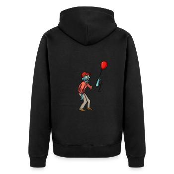 Zombie Balloon sarcasm halloween balloon - Unisex Premium Organic Zip Hoodie - black - Back - Nico (187cm)