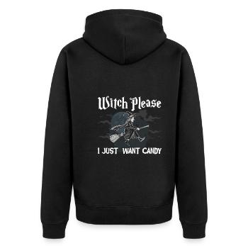 Bonbons de sorcière halloween - Veste à capuche bio Premium Unisexe - noir - Dos - Nico (187cm)
