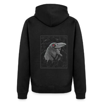 Schwarzer Rabe rote augen Halloween - Unisex Premium Bio Zip Hoodie - Schwarz - Hinten - Nico (187cm)