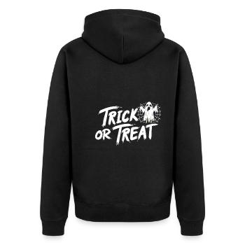 Trick Oder Treat Halloween - Unisex Premium Bio Zip Hoodie - Schwarz - Hinten - Nico (187cm)